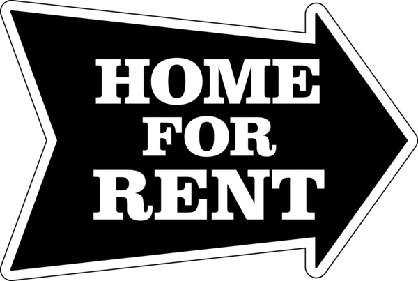Home For Rent Arrow Shape Sign, .with Large, Bold Text, 18h x 24w, 4mm Corrugated Plastic